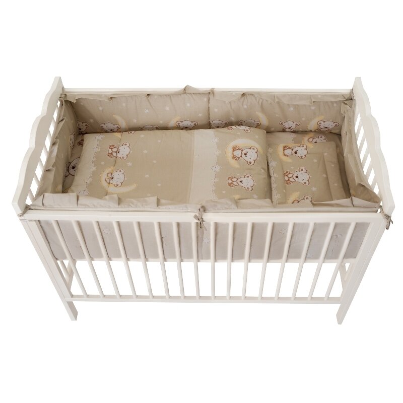 Mykids - lenjerie 5 piese bear on moon m2 din bumbac, 140x70 cm, bej
