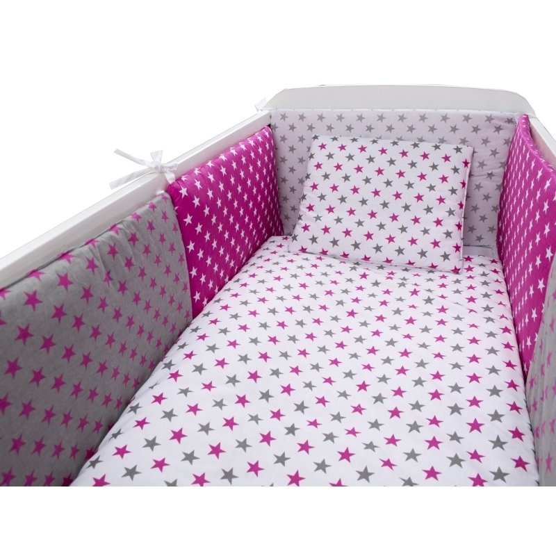 Mykids - lenjerie colorful stars, 9 piese 120x60 cm, pink