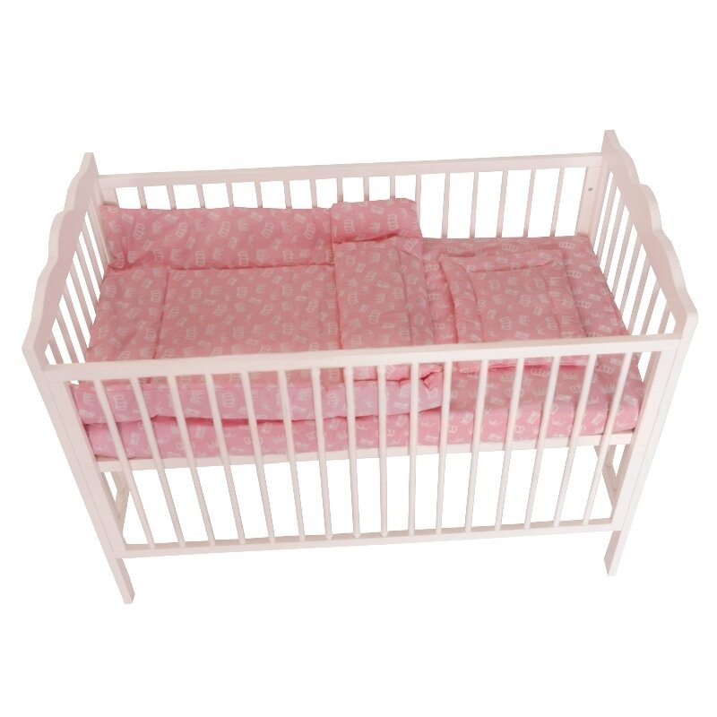 Mykids - lenjerie 3 piese crown din bumbac, 140x70 cm, roz