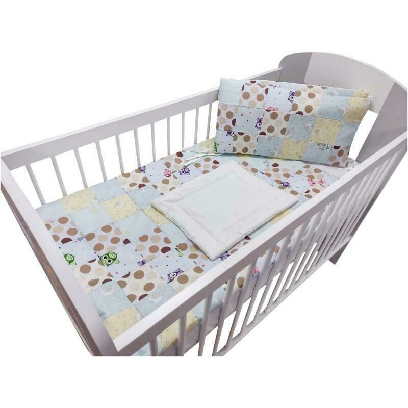 Mykids - Lenjerie Mini Patratel Multicolor Buline Maro 4 Piese 120x60