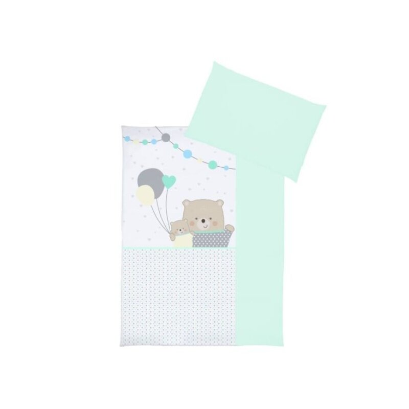 Klups - lenjerie 3 piese teddy bears with balloons din bumbac, 135x100 cm