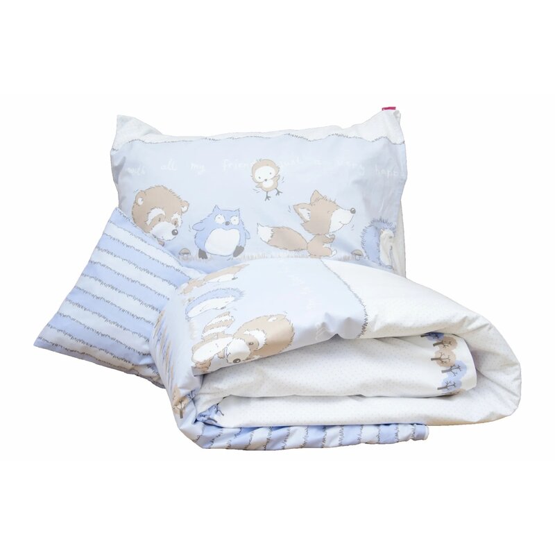 Kidsdecor - lenjerie 3 piese odette 60x40 cm din bumbac, 150x100 cm, albastru