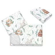 Lenjerie patut cu 3 piese, MimiNu, Cu cearceaf 120x60 cm, Din bumbac certificat Oeko Tex Standard 100, Cu paturica si pernuta, Lulu Natural