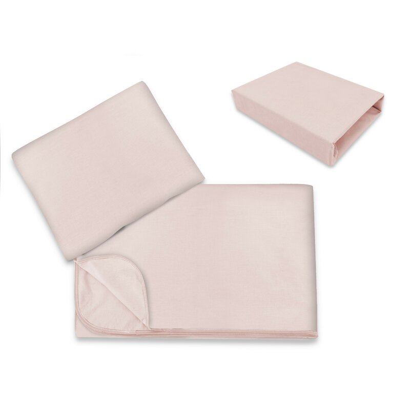 Lenjerie patut cu 3 piese, MimiNu, Cu cearceaf 120x60 cm, Din bumbac certificat Oeko Tex Standard 100, Cu paturica si pernuta, Colectia Royal, Powder Pink