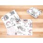 Lenjerie pat junior cu 3 piese, Qmini, Cu cearceaf 160x80 cm, Din bumbac certificat Oeko Tex Standard 100, Cu paturica si pernuta, Elephants on Rainbow Pink - 2