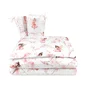 Lenjerie patut 3 piese, Qmini, Pentru patut 120x60 cm, Cu protectie laterala, Din bumbac certificat Oeko Tex Standard 100, Fairy Pink - 1