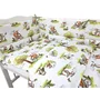 Lenjerie patut 3 piese, Qmini, Pentru patut 120x60 cm, Cu protectie laterala, Din bumbac certificat Oeko Tex Standard 100, Fox on bikes Natural - 4