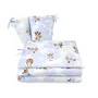 Lenjerie patut 3 piese, Qmini, Pentru patut 120x60 cm, Cu protectie laterala, Din bumbac certificat Oeko Tex Standard 100, Sky Adventure - 1