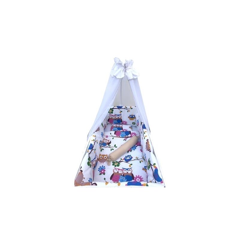 Deseda - lenjerie patut bebelusi 120x60 cm 10 piese bufnite pe alb