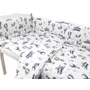 Lenjerie patut cu 3 piese, MimiNu, Pentru patut 120x60 cm, Cu protectie laterala, Din bumbac certificat Oeko Tex Standard 100, Blue Plane - 3