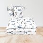 Lenjerie patut cu 3 piese, MimiNu, Pentru patut 120x60 cm, Cu protectie laterala, Din bumbac certificat Oeko Tex Standard 100, Blue Plane - 2