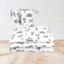 Lenjerie patut cu 3 piese, MimiNu, Pentru patut 120x60 cm, Cu protectie laterala, Din bumbac certificat Oeko Tex Standard 100, Blue Plane - 2