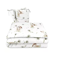 Lenjerie patut cu 3 piese, MimiNu, Pentru patut 120x60 cm, Cu protectie laterala, Din bumbac certificat Oeko Tex Standard 100, Cats