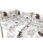 Lenjerie patut cu 3 piese, MimiNu, Pentru patut 120x60 cm, Cu protectie laterala, Din bumbac, Din bumbac certificat Oeko Tex Standard 100, Design, Woodland - 3