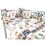 Lenjerie patut cu 3 piese, MimiNu, Pentru patut 120x60 cm, Cu protectie laterala, Din bumbac, Din bumbac certificat Oeko Tex Standard 100, Design, Zoo in train - 3