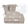 Lenjerie patut cu 5 piese, MimiNu, Pentru patut 120x60 cm, Cu pilota si perna, Din bumbac certificat Oeko Tex Standard 100, Bedtime story beige - 1