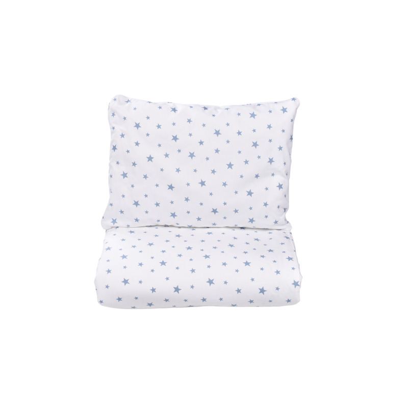 Lenjerie patut gradinita 5 piese bumbac 100% model stelute mici bleu