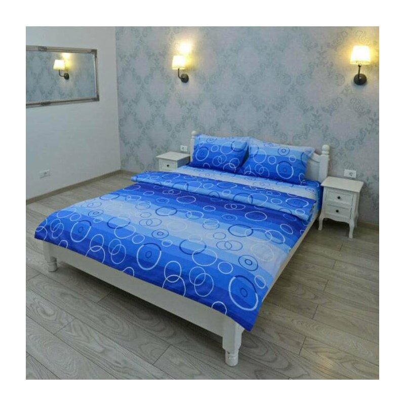 Somnart - lenjerie pentru 2 persoane ultrasleep xxl, bumbac 100%, albastru, model cercuri