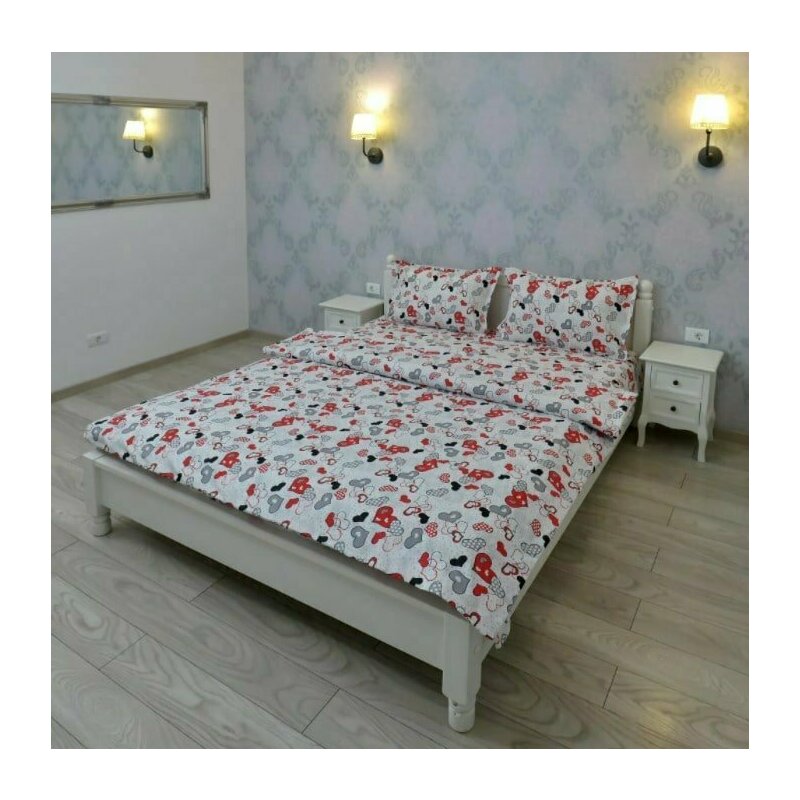 Somnart - lenjerie pentru 2 persoane ultrasleep xxl, bumbac 100%, model inimioare