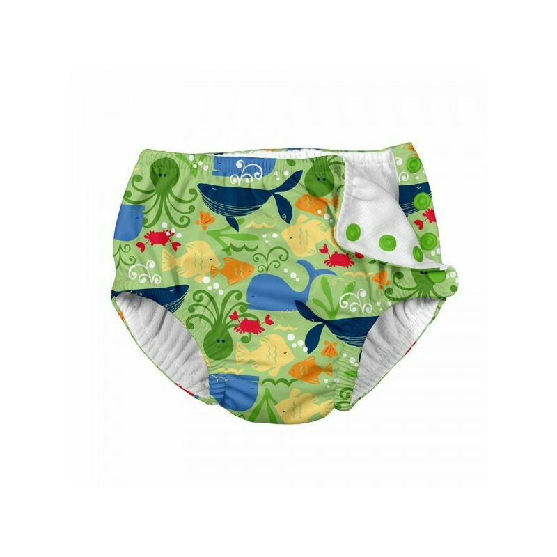 Lime sealife 24 luni - slip copii spf 50+ refolosibil, cu capse green sprouts by iplay