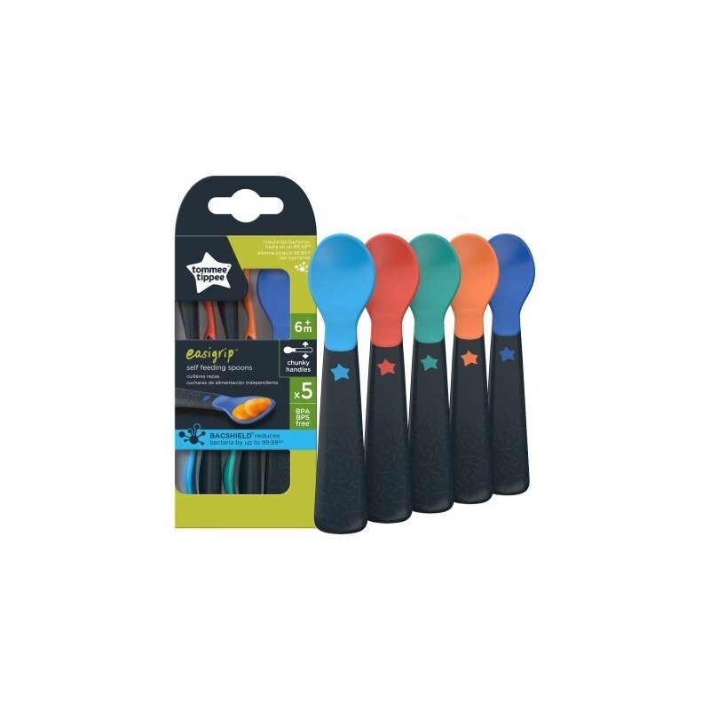 Tommee tippee - set tacamuri lingurite ergonomice , 5 buc, 6 luni +, multicolor