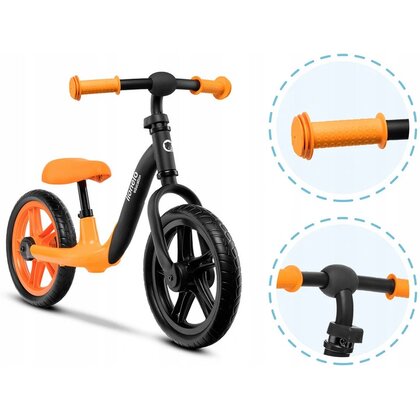 Lionelo - Bicicleta usoara fara pedale Alex, Cu ghidon si sa reglabile, Greutate 3.3 Kg, Cu roti din spuma EVA, 12 inch, Orange