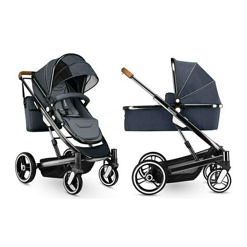 Lionelo - carucior 2 in 1 mari, cu landou cu salteluta si sac de picioare, cu geanta pentru mamici, cu plasa de tantari, cu sezut reversibil, gri