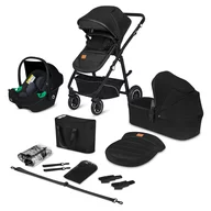 Carucior 3 in 1, Lionelo, Bianka, Transformabil, Cadru aluminiu, Cu landou si salteluta moale, Cu scoica auto, Cu multiple accesorii, Sustine 22 kg, 0 luni+, EN1466:2014+AC:2015, EN1888, Negru