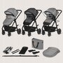 Carucior 3 in 1, Lionelo, Bianka, Transformabil, Cadru aluminiu, Cu landou si salteluta moale, Cu scoica auto, Cu multiple accesorii, Sustine 22 kg, 0 luni+, EN1466:2014+AC:2015, EN1888, Gri - 33
