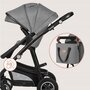 Carucior 3 in 1, Lionelo, Bianka, Transformabil, Cadru aluminiu, Cu landou si salteluta moale, Cu scoica auto, Cu multiple accesorii, Sustine 22 kg, 0 luni+, EN1466:2014+AC:2015, EN1888, Gri - 36