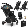 Lionelo - Carucior sport Julie One, Editie limitata Dreamin', De la nastere, Greutate redusa, Cu accesorii, Cadru din aluminiu, 0-22 kg, Conform cu standardele europene de securitate EN1888-1 si EN1888-2, Negru - 2