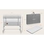 Patut co-sleeper, Lionelo, Aurora, 3 in 1, Cu leganare si setare unghiulara, Include saltea cu densitate T25 si geanta transport, Reglabil in 5 pozitii, Pana la 9 kg, 0 luni+, 85x60x66 cm, Certificari EN 1130:2019+AC:2020, EN 16890:2, Gri deschis - 33