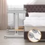 Patut co-sleeper, Lionelo, Aurora, 3 in 1, Cu leganare si setare unghiulara, Include saltea cu densitate T25 si geanta transport, Reglabil in 5 pozitii, Pana la 9 kg, 0 luni+, 85x60x66 cm, Certificari EN 1130:2019+AC:2020, EN 16890:2, Gri deschis - 36