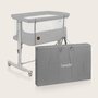 Patut co-sleeper, Lionelo, Aurora, 3 in 1, Cu leganare si setare unghiulara, Include saltea cu densitate T25 si geanta transport, Reglabil in 5 pozitii, Pana la 9 kg, 0 luni+, 85x60x66 cm, Certificari EN 1130:2019+AC:2020, EN 16890:2, Gri deschis - 42