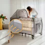Patut pliant, Lionelo, Sven Plus, 120x60 cm, Cu doua nivele, Cu arcada jucarii, masuta de infasat, vibratii, melodii  conform cu standardele europeane de securitate EN716 si EN12221, Grey Scandi - 29