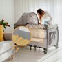 Patut pliant, Lionelo, Sven Plus, 120x60 cm, Cu doua nivele, Cu arcada jucarii, masuta de infasat  vibratii, melodii, conform cu standardele europeane de securitate EN716 si EN12221, Yellow Scandi - 10