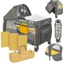 Patut pliant, Lionelo, Sven Plus, 120x60 cm, Cu doua nivele, Cu arcada jucarii, masuta de infasat  vibratii, melodii, conform cu standardele europeane de securitate EN716 si EN12221, Yellow Scandi - 4