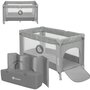 Patut pliant, Lionelo, Stefi, Cu un nivel, Cu intrare laterala cu fermoar, 2 roti, 120x60 cm, Conform cu standardul european de securitate EN 716, Grey - 3
