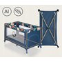 Patut pliant, Lionelo, Stefi, Cu un nivel, Cu intrare laterala cu fermoar, 2 roti, 120x60 cm, Conform cu standardul european de securitate EN 716, Blue Navy - 11