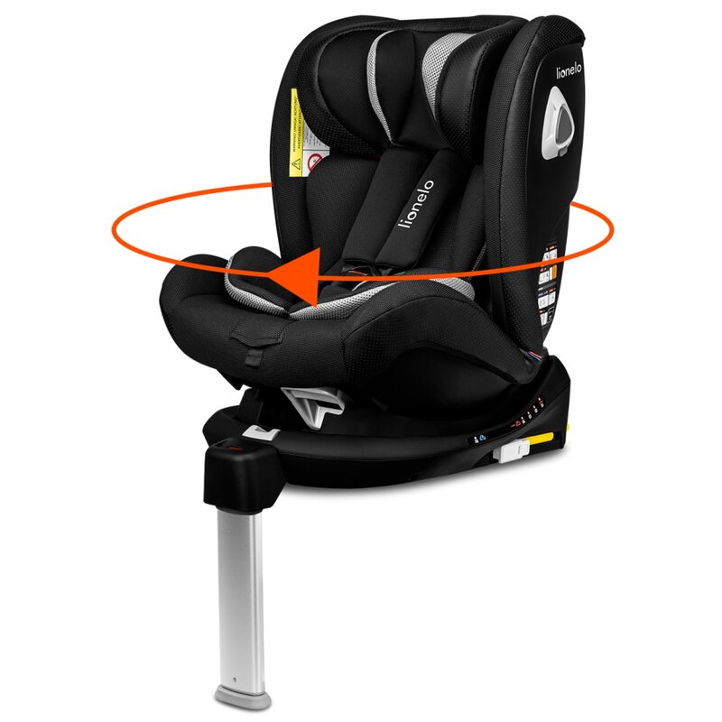 Lionelo - Scaun auto Braam Carbon Pozitie de somn, Protectie laterala, Rotire 360 grade, 0-36 Kg, cu Isofix, Negru