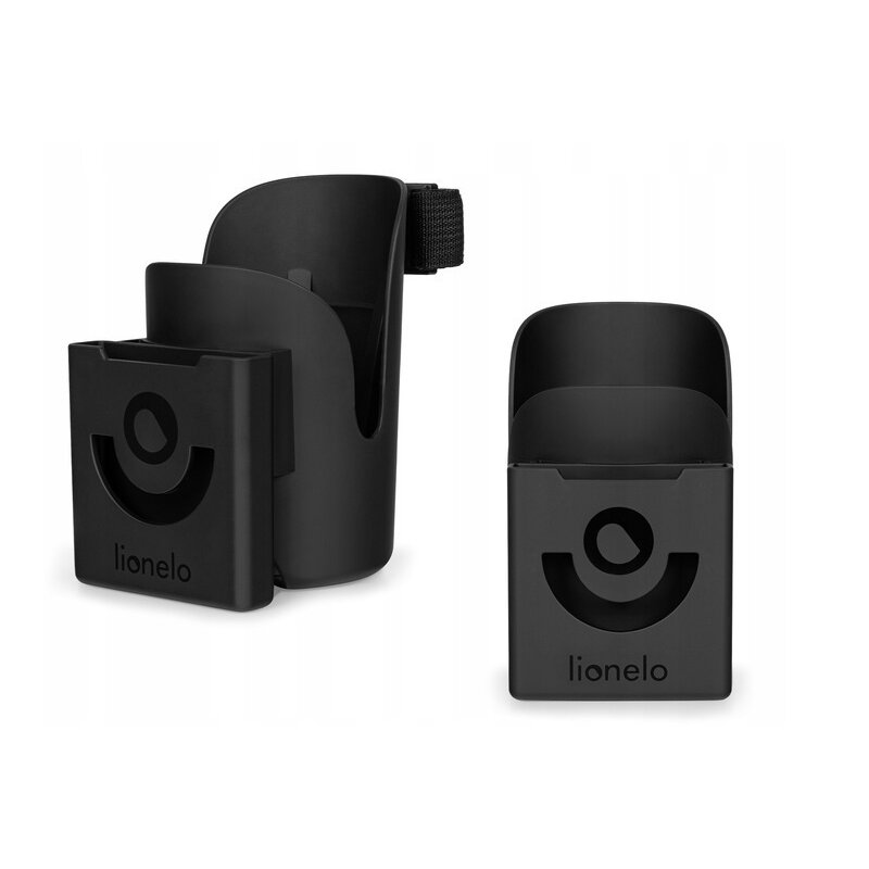 Lionelo - suport universal pentru biberon/pahar si telefon ove, cu sistem de rotire 360, negru