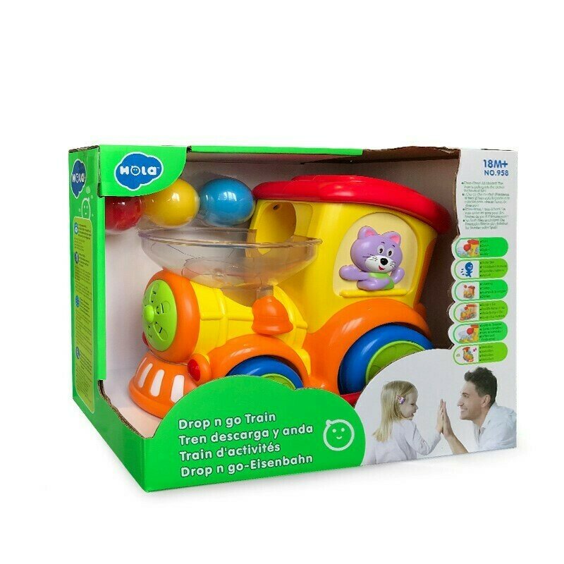 Jucarii bebe - jucarie interactiva locomotiva, cu bile, cu sunete, cu lumini