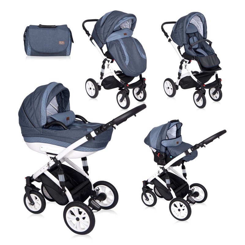 Lorelli - carucior set mia, roti cu camera, cos auto inclus, light&dark blue