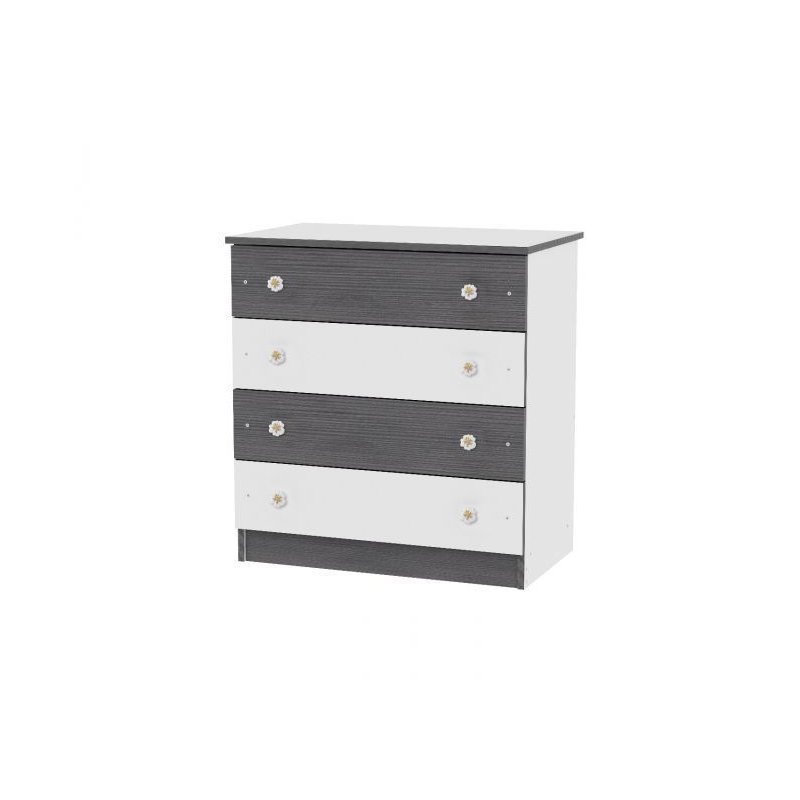Lorelli - comoda lemn, 81 x 50 x 86 cm, 4 sertare, white graphite