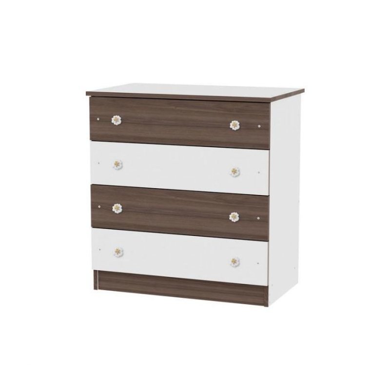 Lorelli - comoda lemn, 81 x 50 x 86 cm, 4 sertare, white walnut