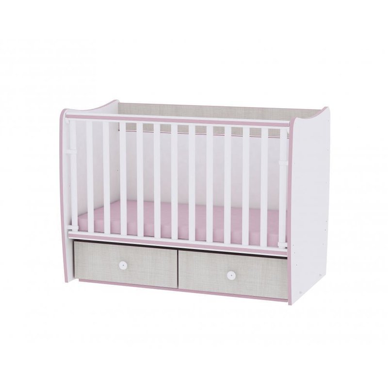 Lorelli - pat balansoar transformabil matrix , 120x60 cm , white pink crossline