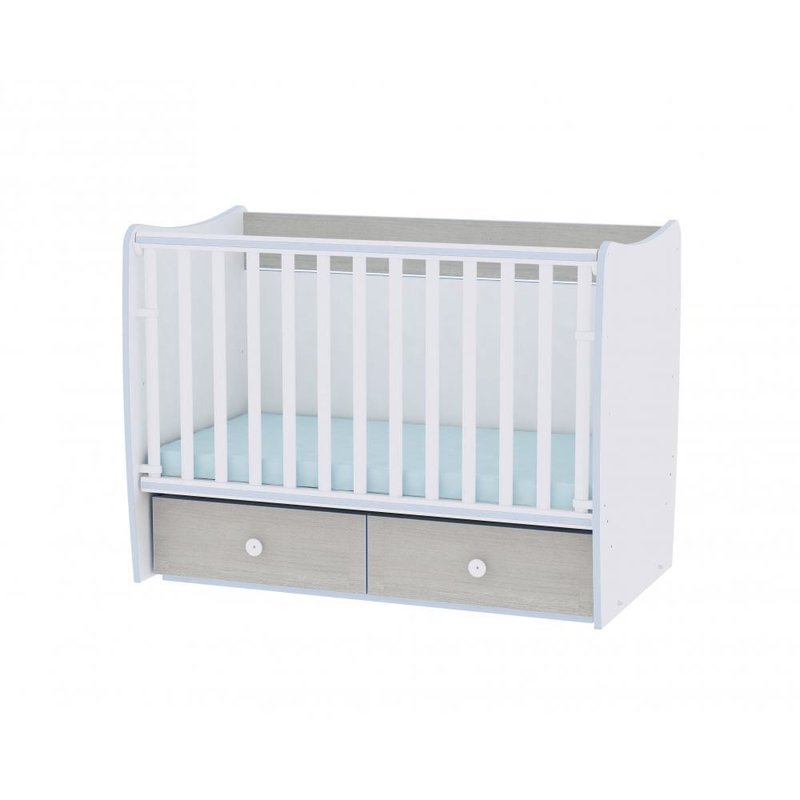 Lorelli - patut balansoar matrix, transformabil, 60 x 120 cm, white blue elm