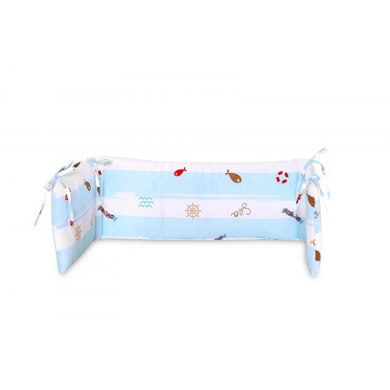 Lorelli - protectie laterala pat, 140 x 27 cm, bumbac ranforce, adventure blue