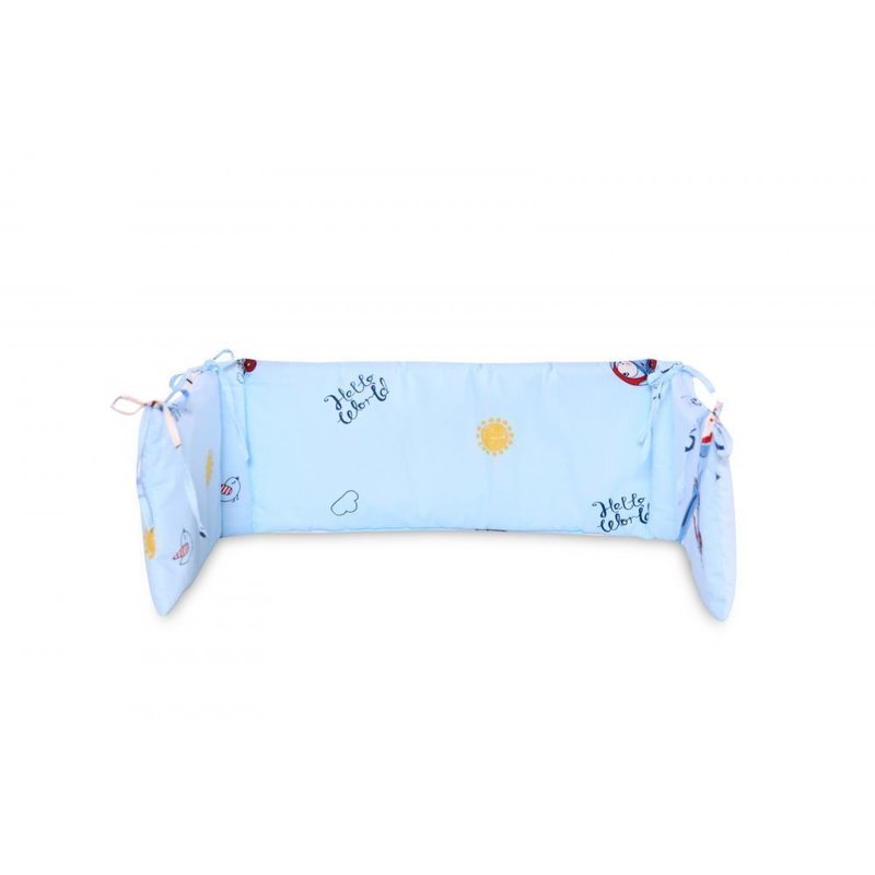 Lorelli - Protectie laterala pat, 140 x 27 cm, bumbac ranforce, Bear & Car Blue