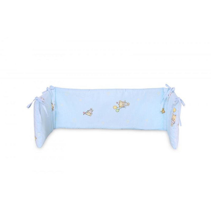 Lorelli - protectie laterala pat, 140 x 27 cm, bumbac ranforce, bear party blue